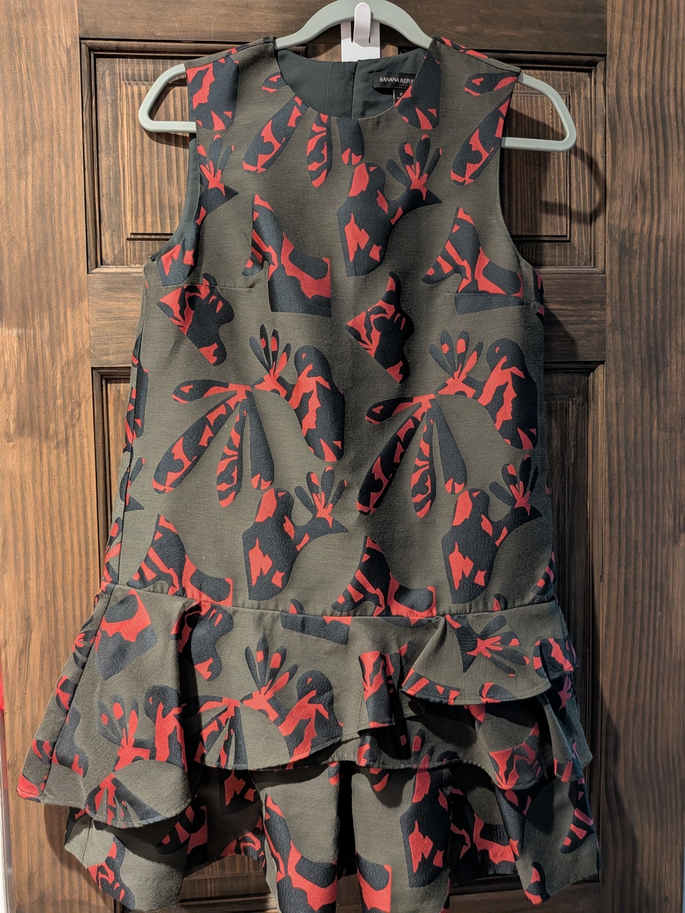 Banana Republic Olive Dress with Red & Black Floral Print